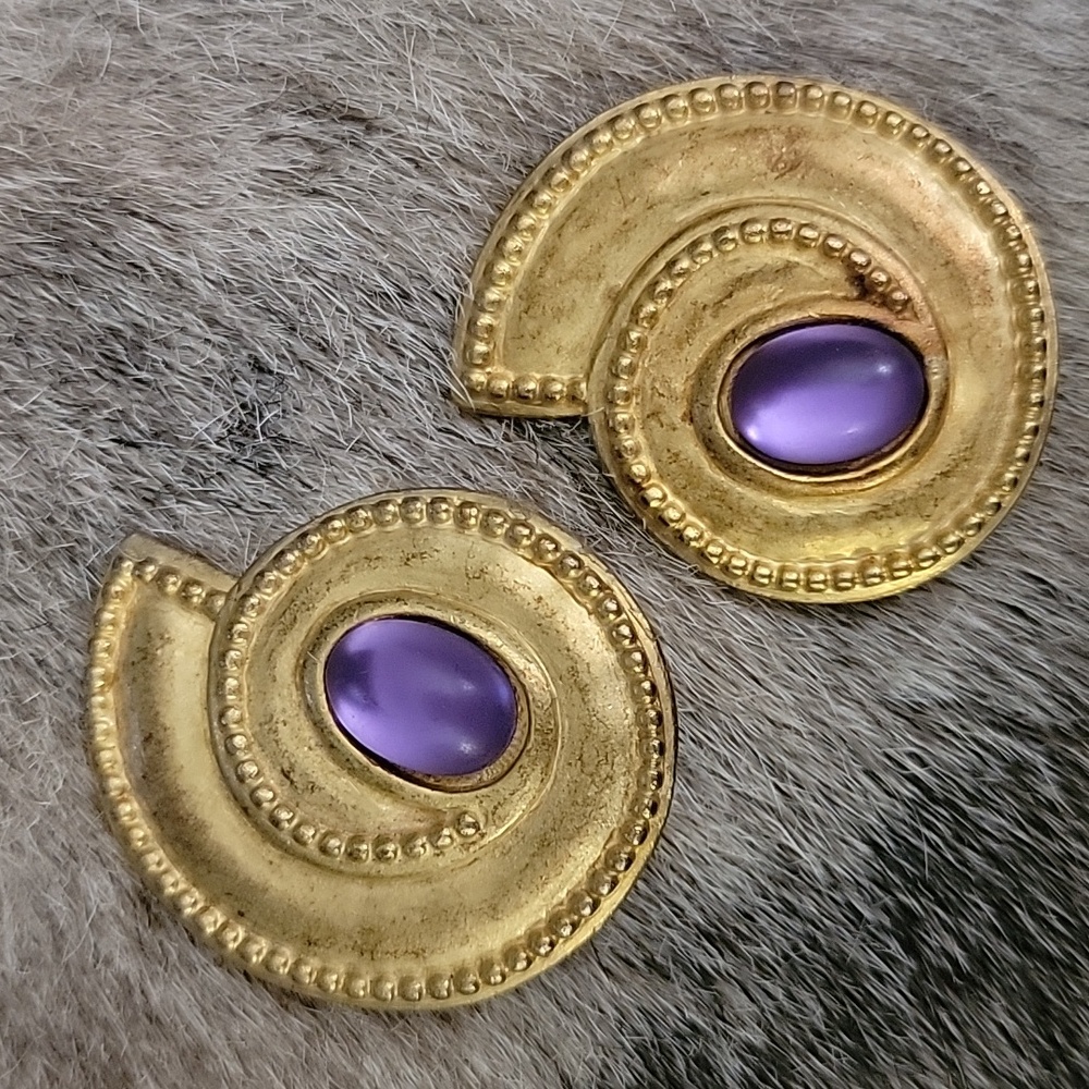 Leslie Block Byzantine Swirl Statement Clip Earrings